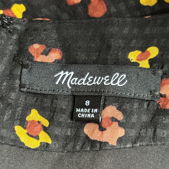 Madewell Silk Button Front Swing Dress Black Feline Floral AB340 Size 8 - Picture 9 of 15